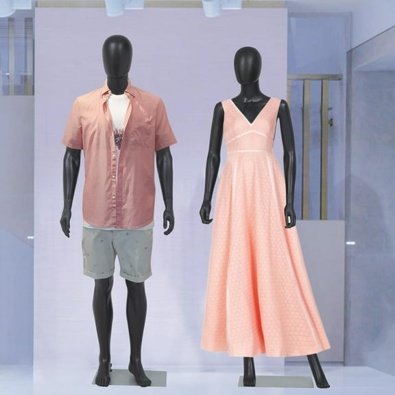 Kinbor Full Body Mannequin Set- 73 Inches Male Mannequin Full Body   70 inches Female Body Model Stand Realistic Display Metal Base for Retail Clothing Shops, Clothing Design(Black)