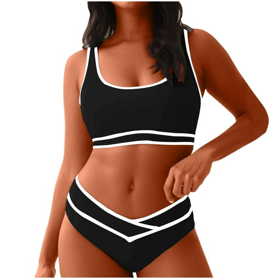 Summer Bathing Suits for Women Sport Swimsuits for Women Two Piece Bathing Suits Beach Swim Suits 2 Piece High Waisted Bikini Sets for Women on Sale