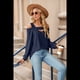 thumbnail image 5 of Blusa de Verano con Escote Cuadrado y Hombros Descubiertos para Mujer Azul Marino M, 5 of 8