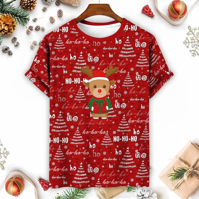 Camisetas para 2024, camiseta navideña para hombre, camisetas informales de manga corta de verano a la moda, ropa para hombre, camiseta navideña familiar