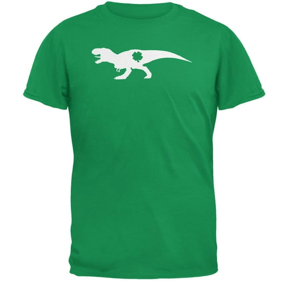 St. Patrick's Day Silhouette Dinosaur T-Rex Mens T Shirt Irish Green LG