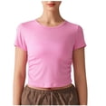 thumbnail image 2 of mfyjkho Tops Bohemios Para Mujer, Blusas Casuales De Moda Para Mujer, De Color Liso, Deportivas, De Yoga, De Manga Corta Y Cuello Redondo Tops Para Hacer Ejercicio Para Mujer Xl, 2 of 5