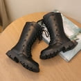 thumbnail image 5 of CAICJ98 Boots for Little Girls Leather Lace Up Combat Knee High Boots with Side Zipper Fashion Boots Non Slip Lug Sole Motorcycle Girls Horse Riding Boots (Little Kid/Big Kid),3, 5 of 6