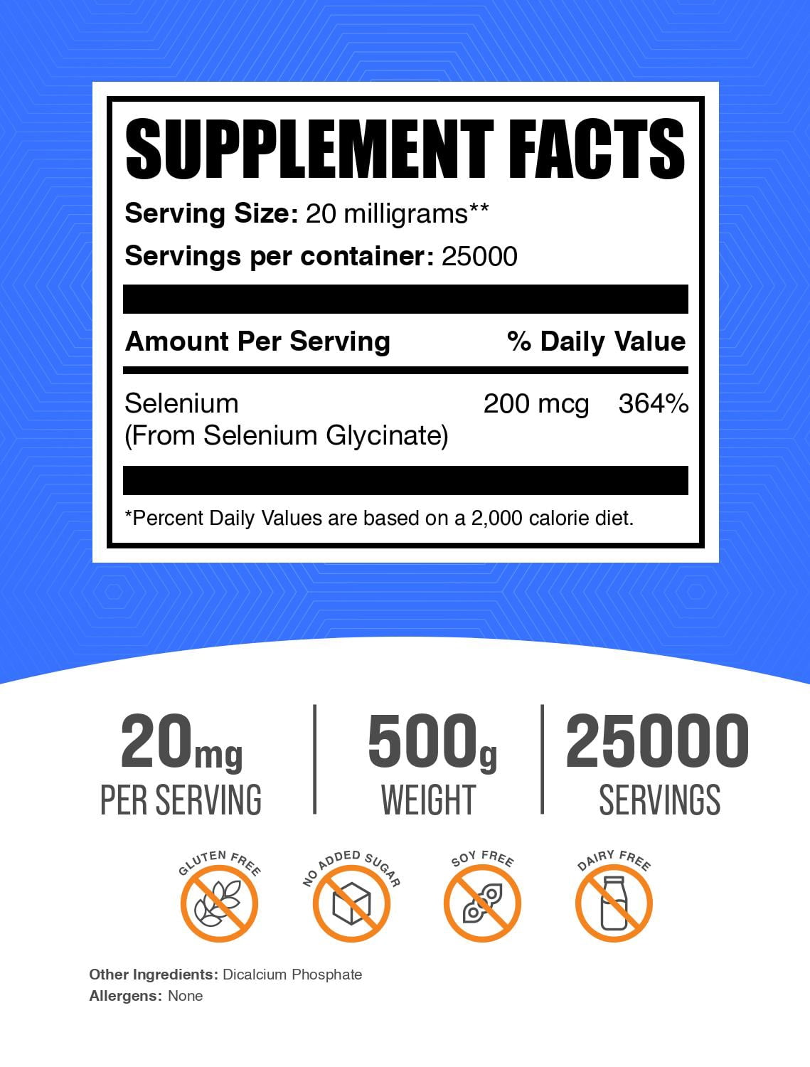 BulkSupplements Selenium Glycinate Powder, Antioxidant Support, 500g, 25000 Servings