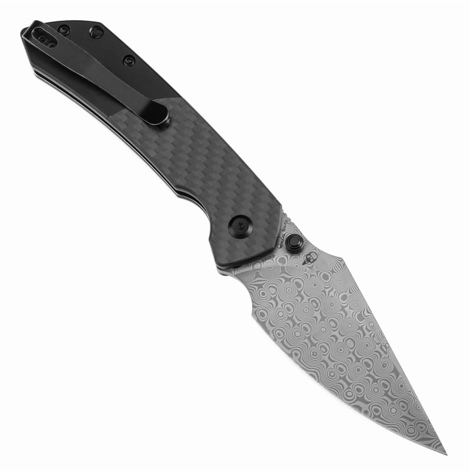 Kansept Fenrir Folding Pocket Knife 3.45''Damascus Blade,Carbon Fiber With Aluminum Handle,K1034S6