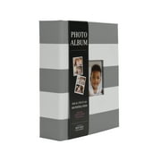 New View Gifts Grey Stripe Photo Album with Framed Front, Holds 208 4x6 Photos