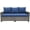 Deep Blue, variant on 3-Seat Outdoor Sofa with High Back, Premium Resistant Rattan and Cushions Weather with Deep Seat for Patio Backyard Porch Balcony, Blue