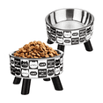 thumbnail image 1 of 2pcs Plato Comedero Acero Inoxidabl mascotas Malubero,  Plateado con NEGRO, 1 of 5