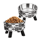thumbnail image 1 of 2pcs Plato Comedero Acero Inoxidabl mascotas Malubero,  Plateado con NEGRO, 1 of 5