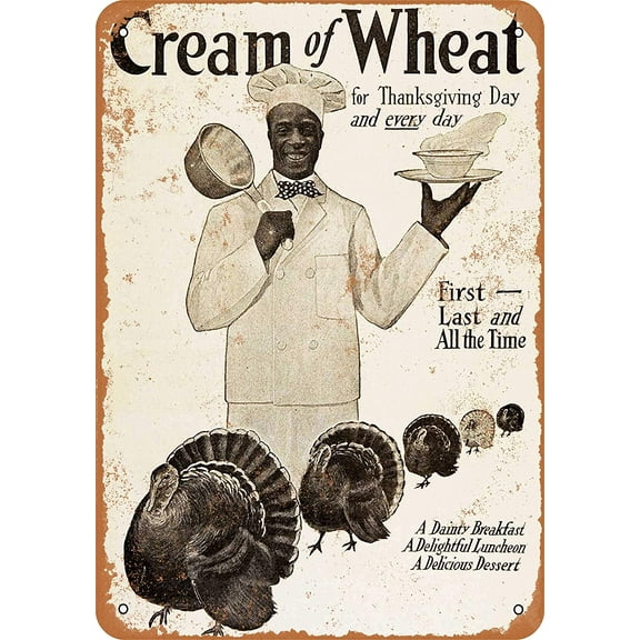 Metal Sign - 1907 Cream of Wheat for Thanksgiving -8X12 Inch Vintage Look Tin Plaques,Cafe, Bar, Home Wall Decor