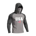 thumbnail image 6 of Men's USA Patriotic Hoodie with Built-in Face Mask and Raglan Sleeves Featuring UPF 50+ Sun Protection for Independence Day Fishing Hiking Camping or Outdoor Work Light Gray M, 6 of 6