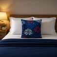 thumbnail image 7 of 4th of July Patriotic Throw Pillow Cover, 18x18 Inch Red White Blue Stars & Fireworks Design, Square Cushion Case for Sofa, Couch and Bed, 7 of 7