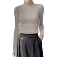 thumbnail image 2 of GILIGEGE Turtleneck Sweater Women Soft Mock Tops Knitted Tops Long Sleeve Shirts Comfy Undershirts Lightweight Shirts Fall Sweaters for Women Slim Fit Sweater Tunic Top Thermal Baselayer Sweater XXL, 2 of 5