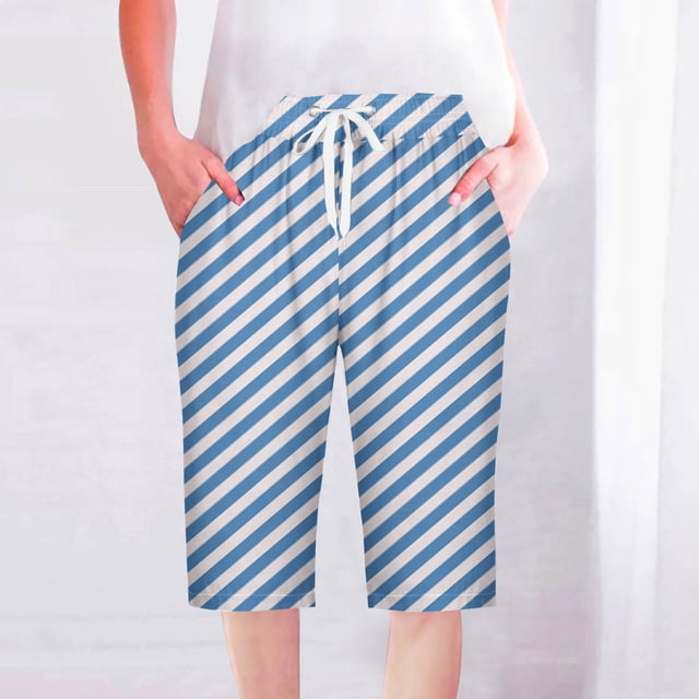 Puntoco Pantalones cortos de verano para mujer, moda 2024, pantalones cortos para mujer, pantalones casuales, pierna recta, cordón, cintura elástica, pantalones sueltos y cómodos con bolsillos
