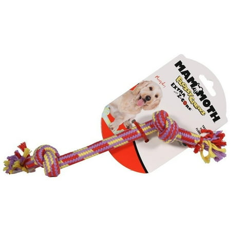 Mammoth Leather Bones - Mammoth Pet Products-Extra 2 Knot Bone With Z-core Dog Toy- Multicolored 9 Inch/small