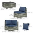 thumbnail image 2 of Outsunny 7pc Garden Wicker Sectional Set w/ Tea Table Patio Rattan Lounge Sofa Outdoor Deck Furniture Blue, 2 of 7