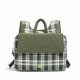 thumbnail image 4 of Women Canvas Checkered Students Bookbags Large Capacity Bookpack Wear-Resistant Travel Daypack Bag for Commute (Green), 4 of 11