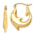 thumbnail image 1 of 10k Yellow Gold Sea Dolphin Ocean Fish Beach Nautical Hoop Earrings Animal Life, 1 of 6