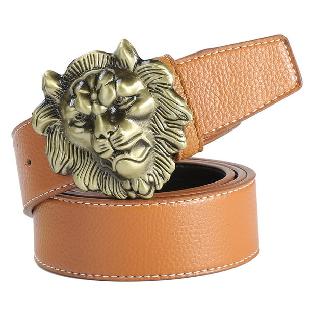 Cinturón de cuero de estilo retro para hombre Cinturón de vaquero occidental Cinturón de jeans Cinturón de cabeza Hebilla Correa de cintura Amarillo Yinane cinturones de cintura