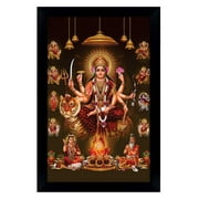 IBA Indianbeautifulart Nav Durga Picture Frame Religious Poster Black Wall Frame Deity Photo Frame Wall Decor For Home/ Office/ Temple-6 x 8 Inches