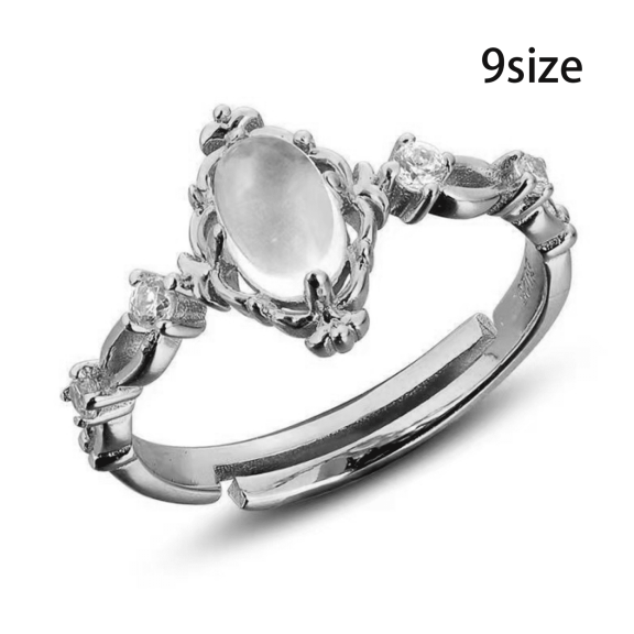 DESIGNICE Moonstone Ring Colorful Cute Rings Floral Pattern Engagement Rings for Women Size 9