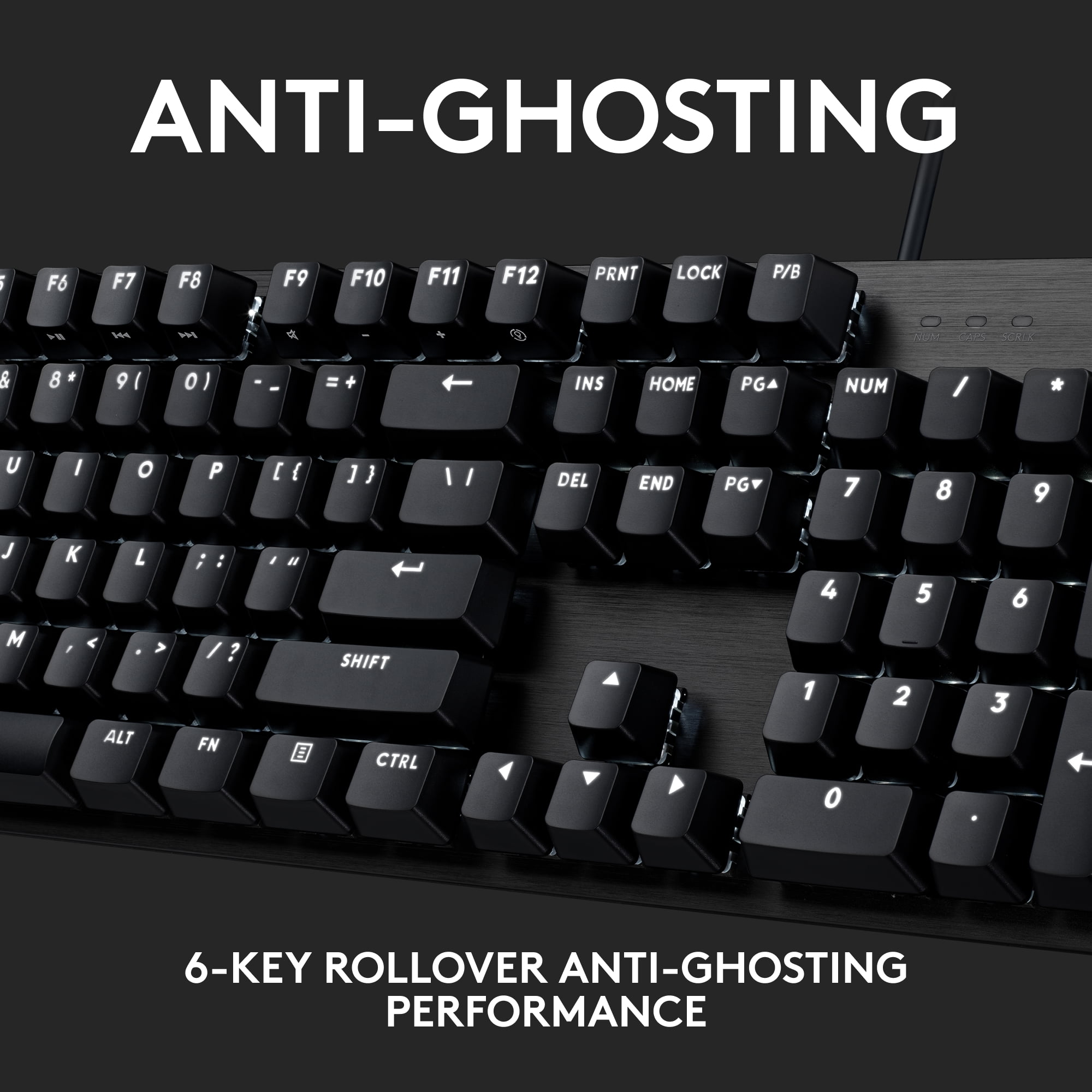 Logitech G413 SE Full-Size Corded Gaming Keyboard, PBT Keycaps, Tactile Mechanical Switches, 6-Key Rollover Anti-Ghosting, FN Keys—white Backlit LED