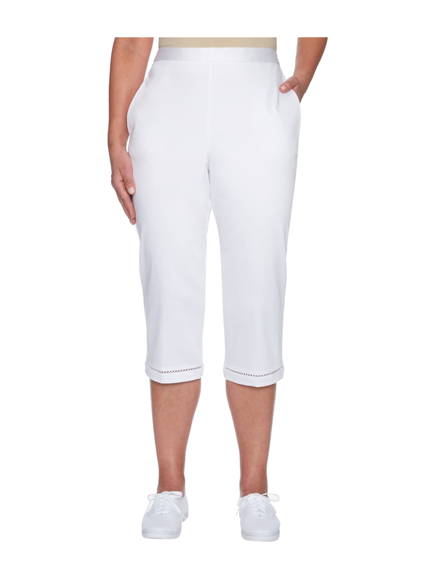 Alfred Dunner Womens Lattice Trim Capri Casual Trousers white 16 ...