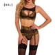 thumbnail image 1 of Conjunto de lencería de encaje sexy para mujer, ropa interior de malla hueca, sujetador, ropa de dormir, dorado, XXL Eigraketly XX000092-21, 1 of 7