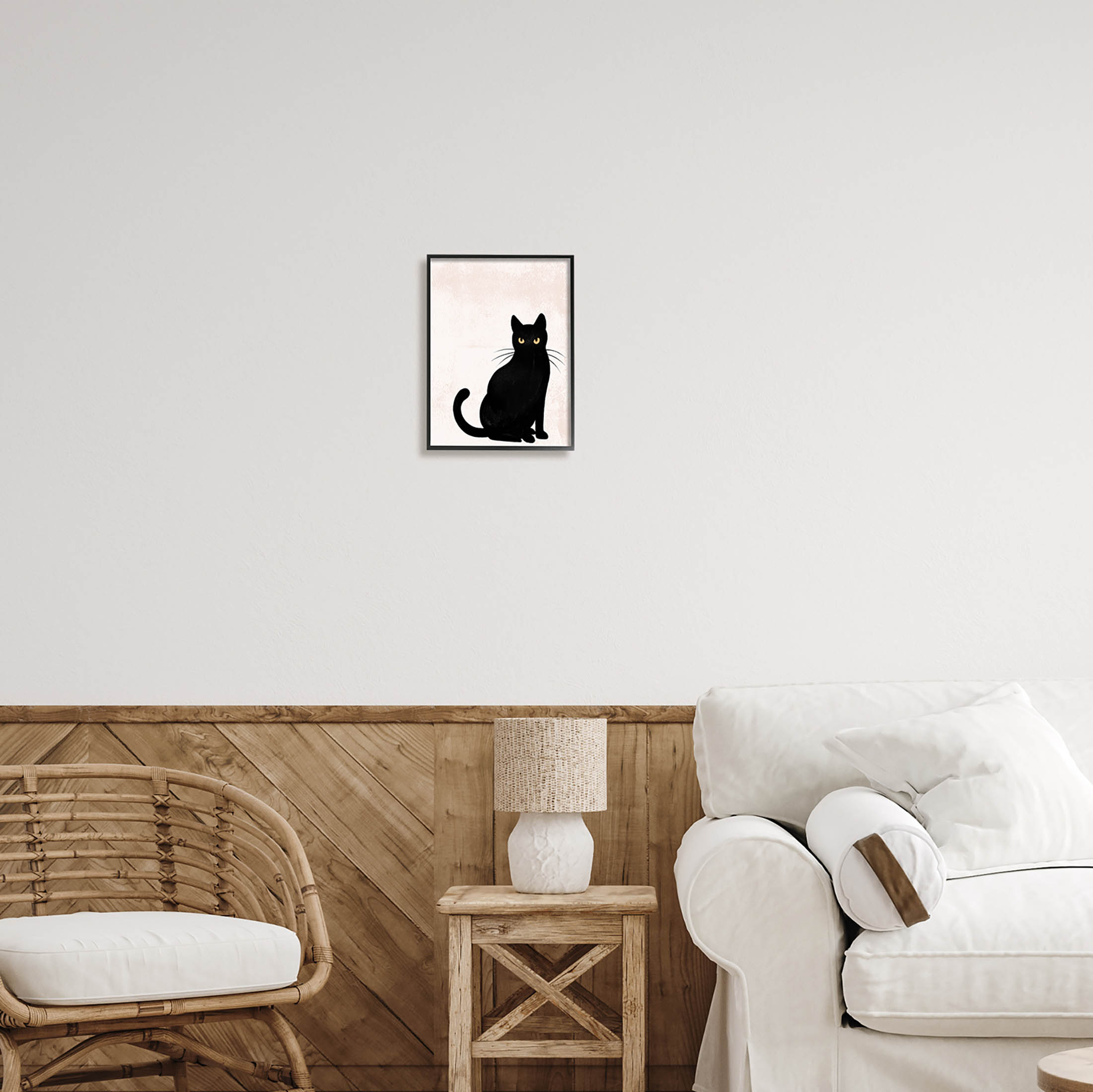 Stupell Industries Halloween Black Cat Silhouette Graphic Art Black Framed Art Print Wall Art, Design by Jo Taylor