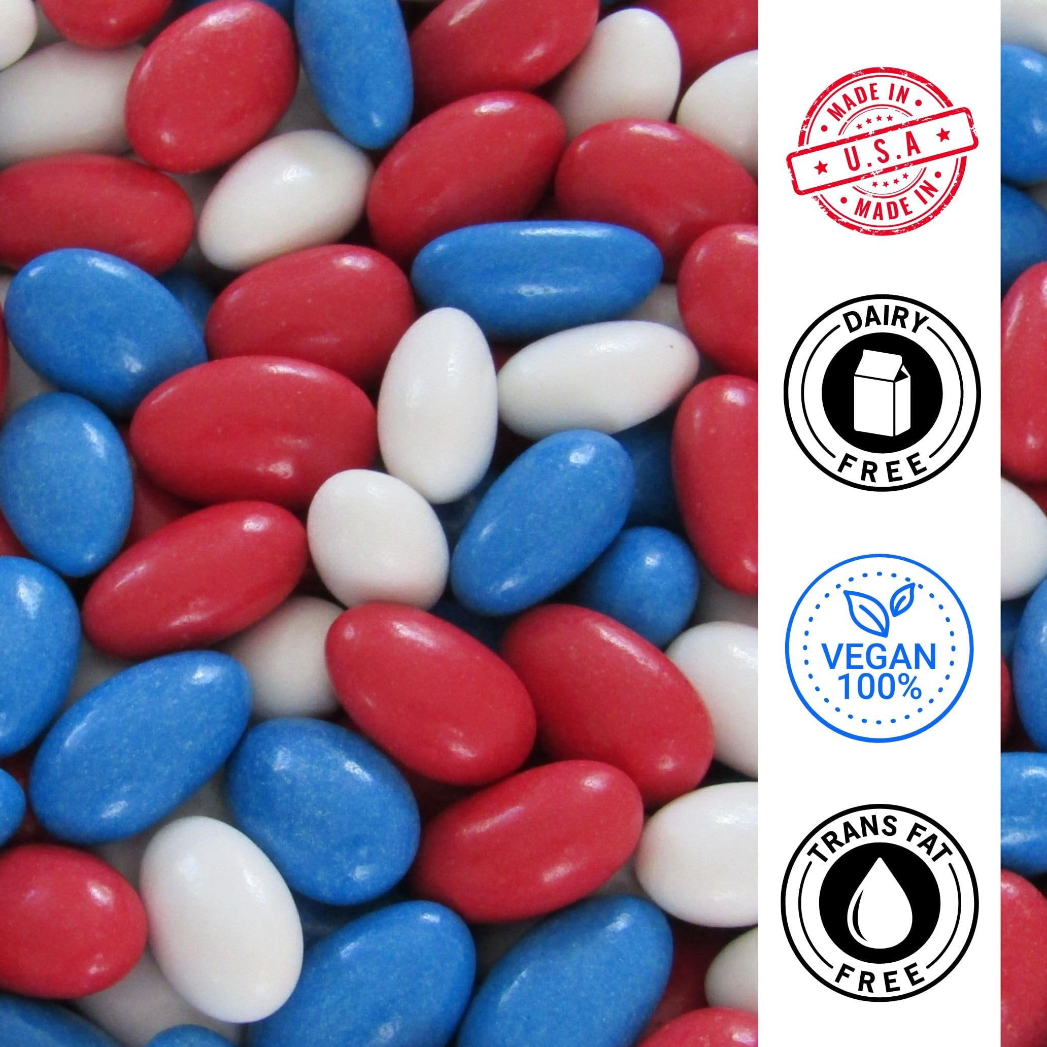 Patriotic Jordan Almonds Medley by It's Delish, 3.5 lbs Jumbo Container  Red White and Blue Candied Almonds  Fourth of July Party Decorations US Flag Colors - Bulk Vegan & Kosher Candy  Made in USA