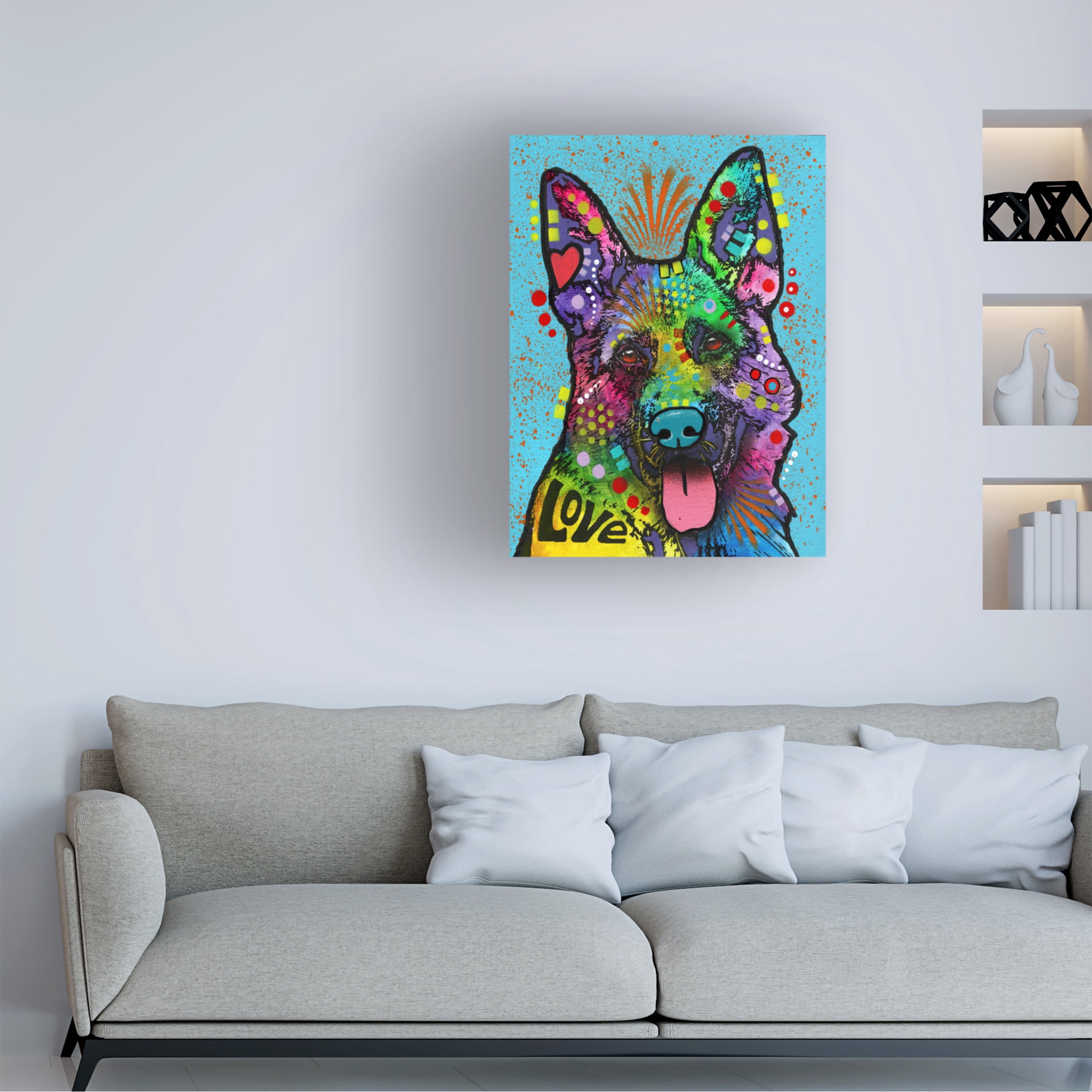 Canvas Wall Art - Dean Russo 'German Shepherd Love Collection' Wall Art for Living Room, Bedroom, or Office Décor by Trademark Fine Art - 14 x 19 Inches - 14x19