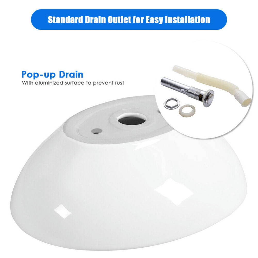 Finihen Bathroom Vessel Sink, Oval Ceramic Basin, Oval Bathroom Basin Ceramic Vessel Sink, White Finihen Bathroom Vessel Sink, Oval Ceramic Basin, Oval Bathroom Basin Ceramic Vessel Sink, White