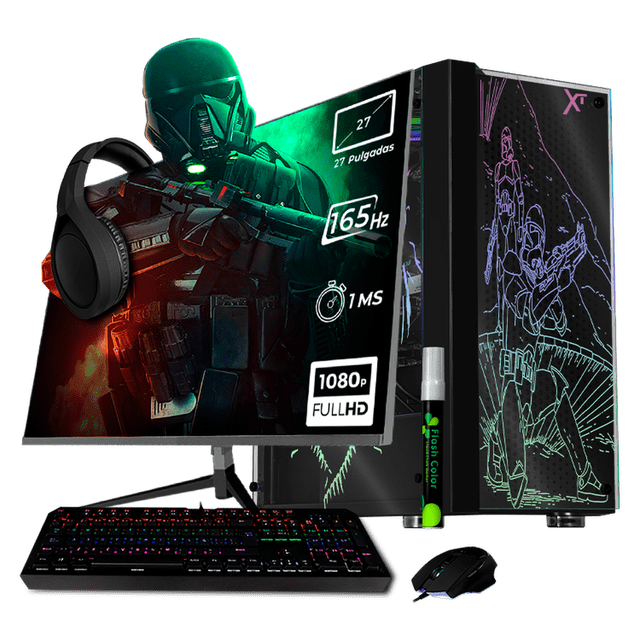 Computadora Gamer Completa Xtreme PC Gaming NVIDIA GeForce RTX 3050 AMD Ryzen 7 5700 16GB SSD 1TB Monitor 27 165Hz WIFI Skribble experiencia de juego fluida en nivel medio