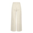 thumbnail image 3 of Linen Cotton Pants For Women Pull On Straight Leg Slacks Loose Casual High Waist Trousers With Pocket, 3 of 9