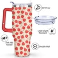 thumbnail image 3 of 40oz Cute Red Strawberry Stainless Steel Flip Straw Tumbler Spill Proof Travel Cup Double Wall Vacuum Insulated Coffee Mug with Top Handle, 3 of 6