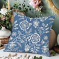thumbnail image 3 of Blue Jacobean Floral Throw Pillow Covers 18x18 Inch Vintage Cottage Outdoor Farmhouse Decorations Decorative Throw Pillows Cases Set of 2 for Home Bed Living Room Couch Decor, 3 of 6