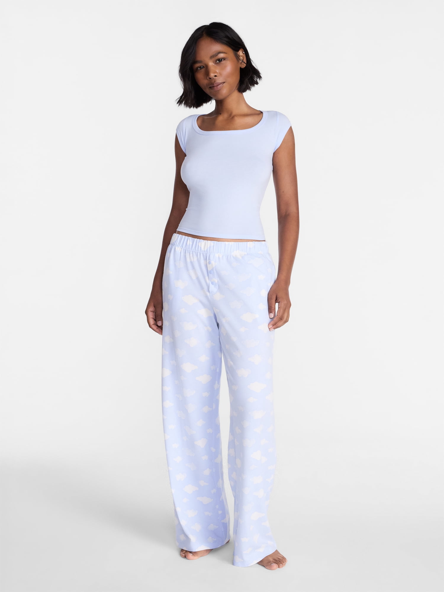 No Boundaries Cloud Core Sleepwear Scoop Neck Top, Women's XXS-3X