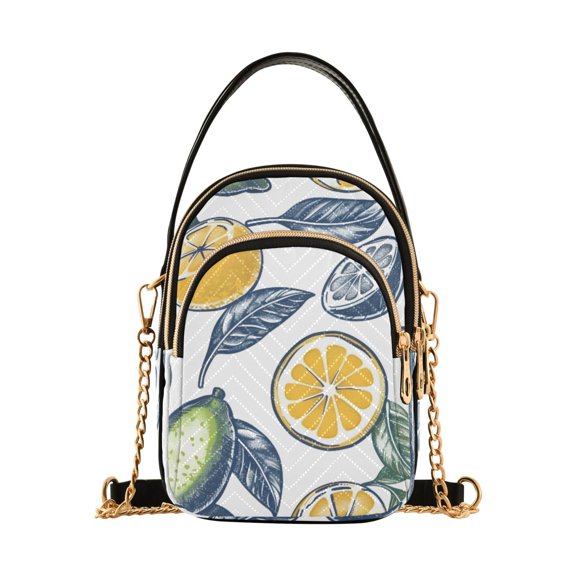 joogoo Women Retro Lemon Leaf Chain Crossbody Bags Shoulder Handbag Phone Purse