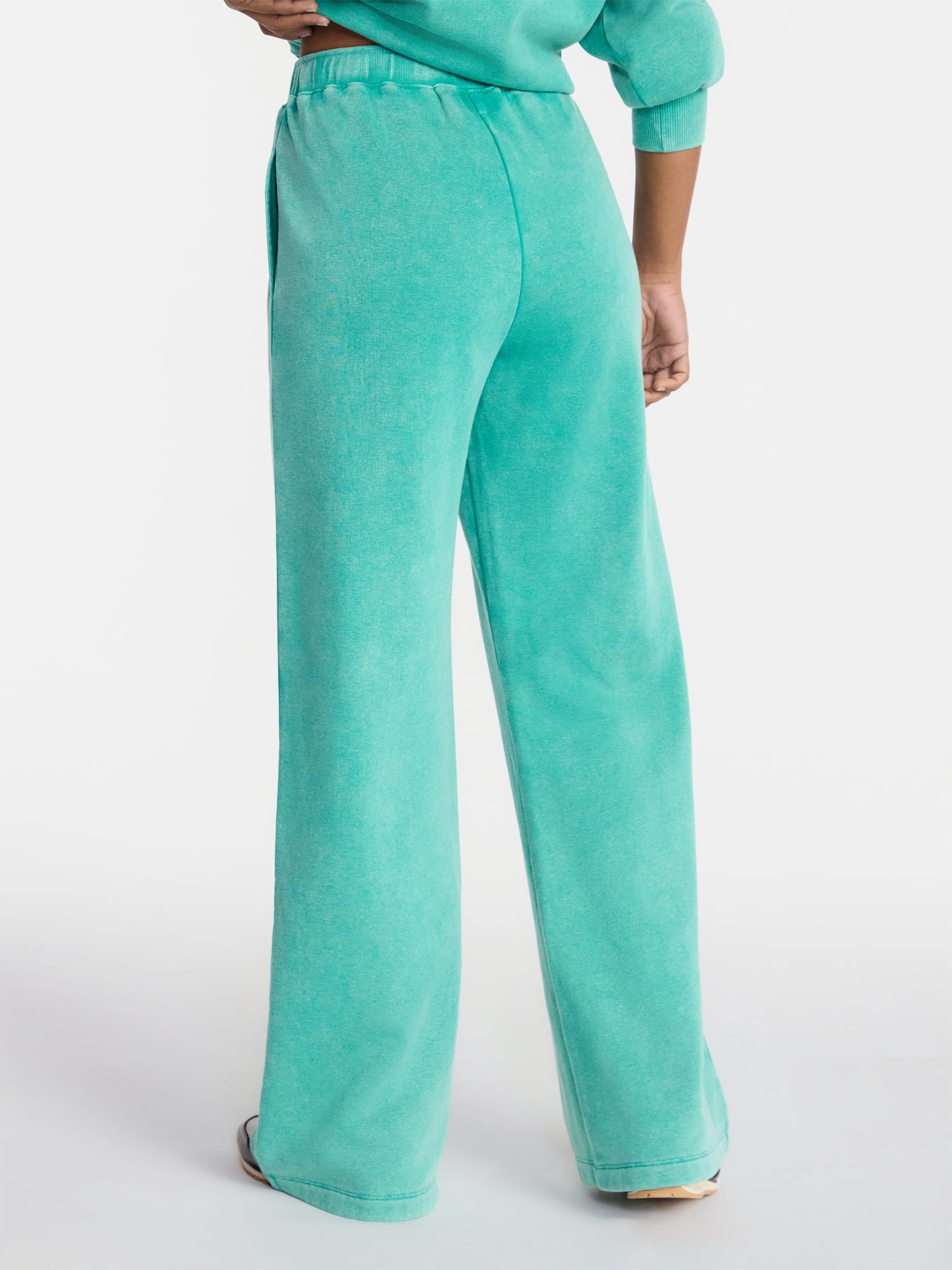 No Boundaries Washed Fleece Wide Leg Pants, 31" Inseam, Women's XXS-XXL