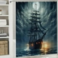 thumbnail image 6 of Orinice  Pirate Ship Shower Curtain Nautical Vintage Ghost Sailboat Sailing Fantasy Ocean Full Moon Cloudy Sky Adventure Gothic Boys Men Polyester Curtains Bathroom Decor with Hooks  60x72, 6 of 7