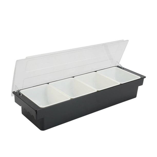 Cuenco para servir, bandeja con compartimentos extraíbles, suministros de cocina, estación de guarnición, plato para accesorios para fiesta de té, Cuatro rejillas