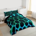 thumbnail image 3 of Castle Fairy Neon Lights Honeycomb Twin Comforter Sets,Gradient Hexagon Bedding Set, 3 of 8