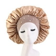 thumbnail image 2 of Visland Silky Sleep Cap Adjustable Satin Cap,Faux Pearls Rhinestone Elastic Band Bouffant Hat for Night Sleeping Hair Bonnet, 2 of 4