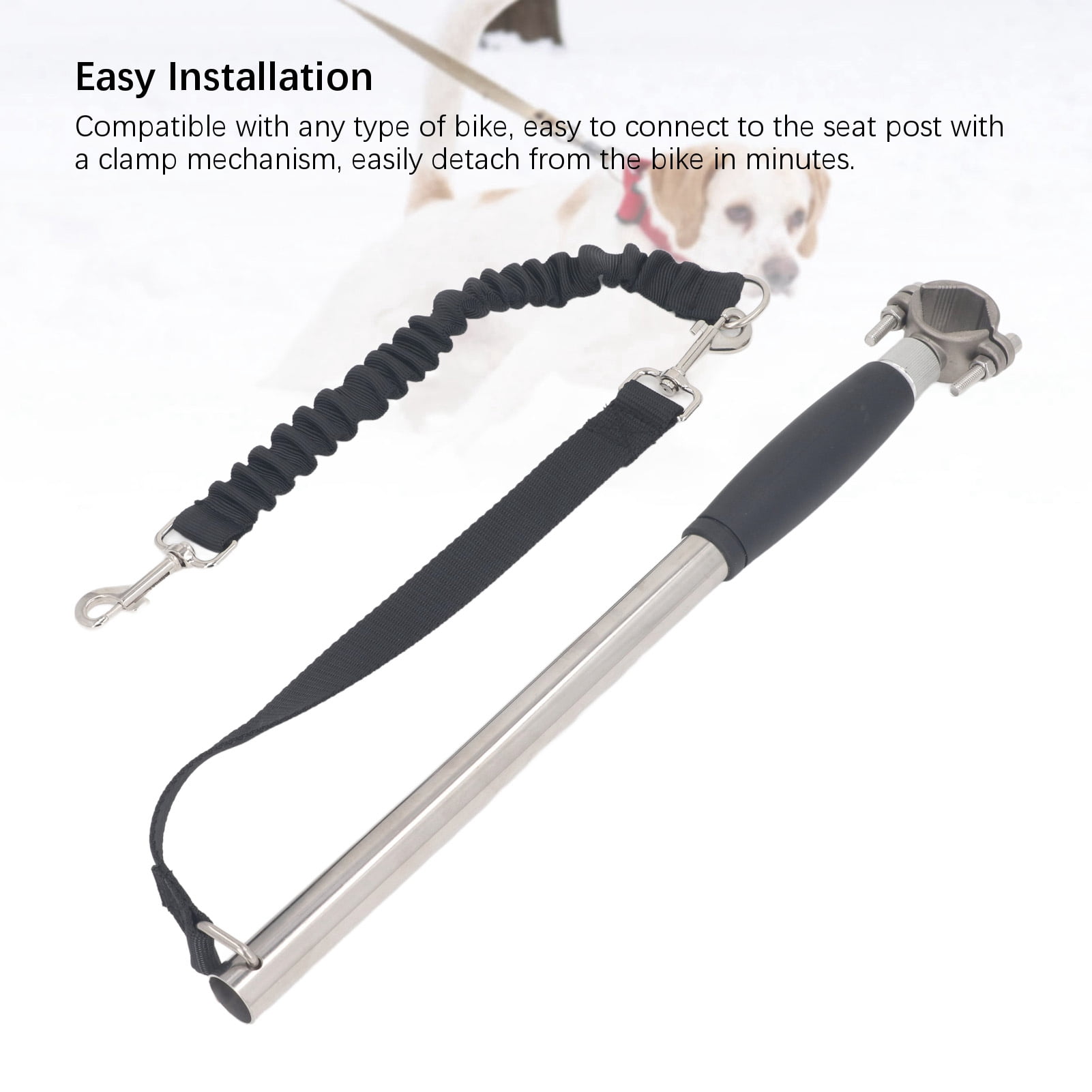 LAZIOEGR Retractable Bicycle Dog Leash High Strength Stainless Steel Safety Exerciser for Hands-Free Jogging and Training Outdoors - Compatible with Most Bikes (18.1 inches / 46 cm)