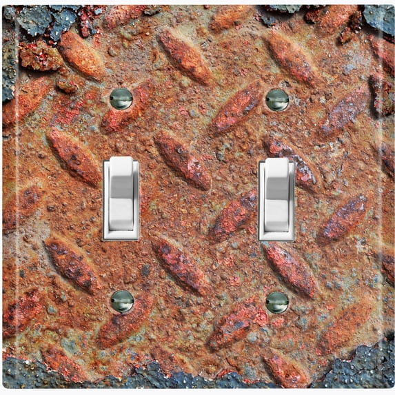 Metal Light Switch Plate Outlet Cover Image of Crosshatch Rusted MET003