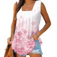 thumbnail image 1 of Puntoco Camiseta sin mangas estampada con cuello cuadrado para mujer Camiseta holgada, 1 of 5