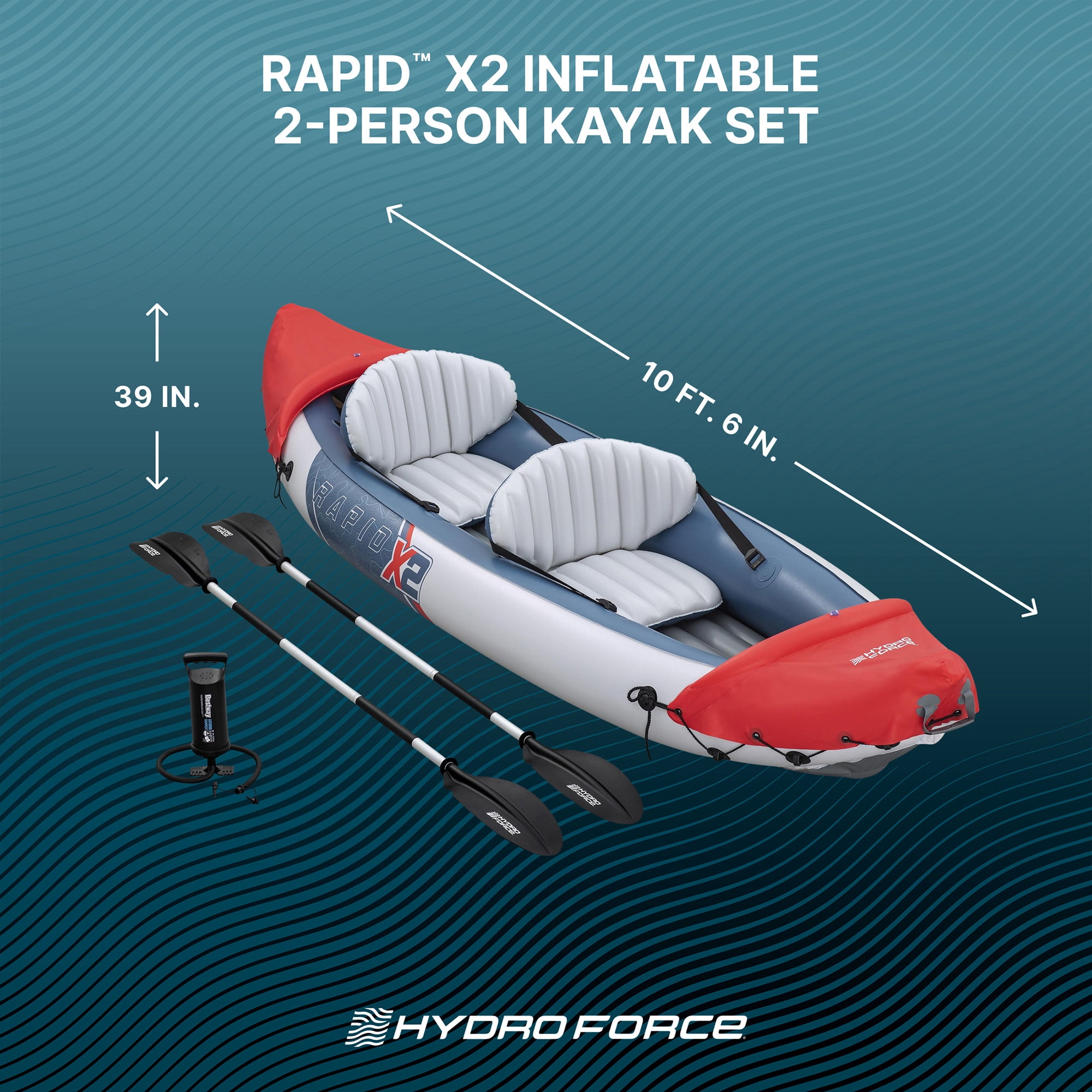 Bestway Hydro-Force Rapid X2 Inflatable 2 Person Kayak Outdoor Water Set