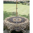 thumbnail image 2 of Outdoor Tablecloth with Umbrella Hole, Vintage Boho Spillproof Waterproof Outdoor Table Cover, Rustic Southwestern Geometric Ethnic Patio Tablecloths for Party/Garden/Picnic, Round 54 inch, 2 of 9