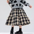 thumbnail image 5 of ASEIDFNSA Girls Plaid Skirt with Elastic High Waist Button Front Tiered Hem and A Line Fit (Black,4-5 Years), 5 of 5