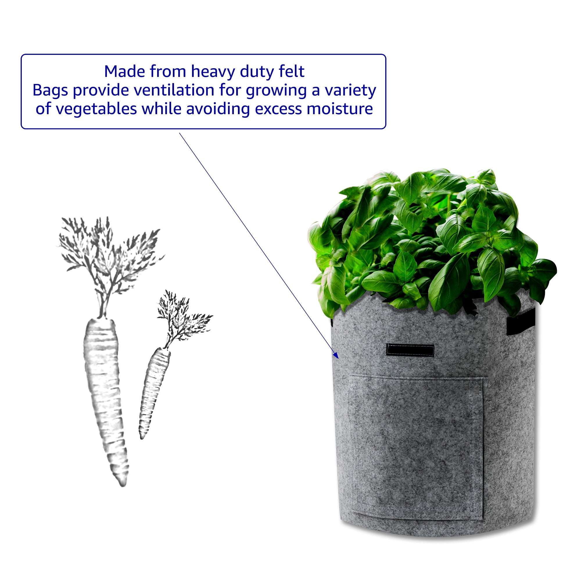 10 Gallon Fabric Planter Grow Bags with Handles and Havest Window for Potatoes (Set of 4)